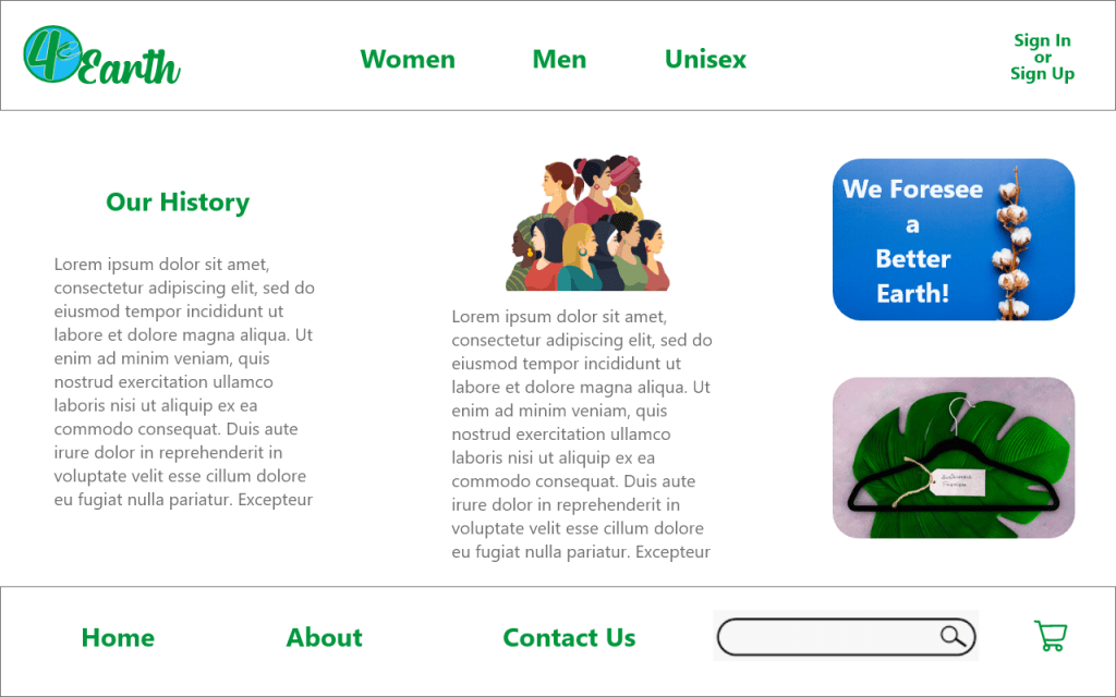 4 C Earth Clothing and Accessories Desktop About Page