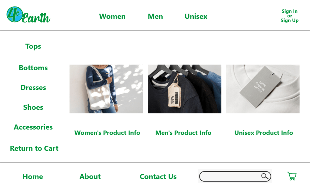4 C Earth Clothing and Accessories Desktop Product Listing Page